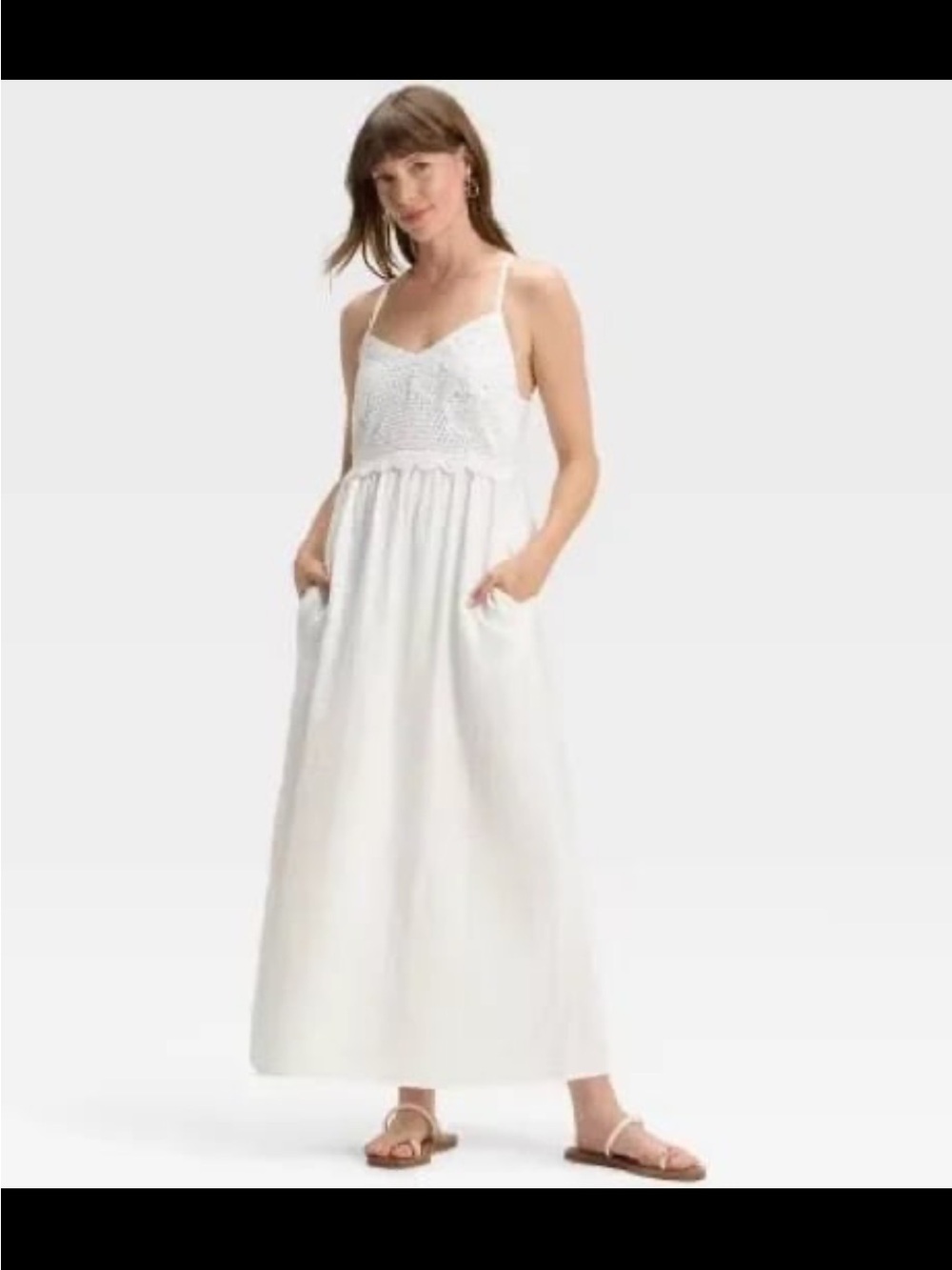 Universal Thread Women's Crochet Trim Maxi Sundress, size small